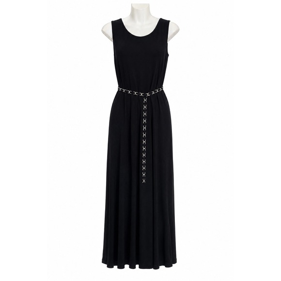 Nina Leonard Dresses & Skirts - Nina Leonard Womens Medium Black Sleeveless Dress Chain Tie Belt NWT Stretch